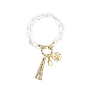Lilly Pulitzer Chain Keychain, White/Gold