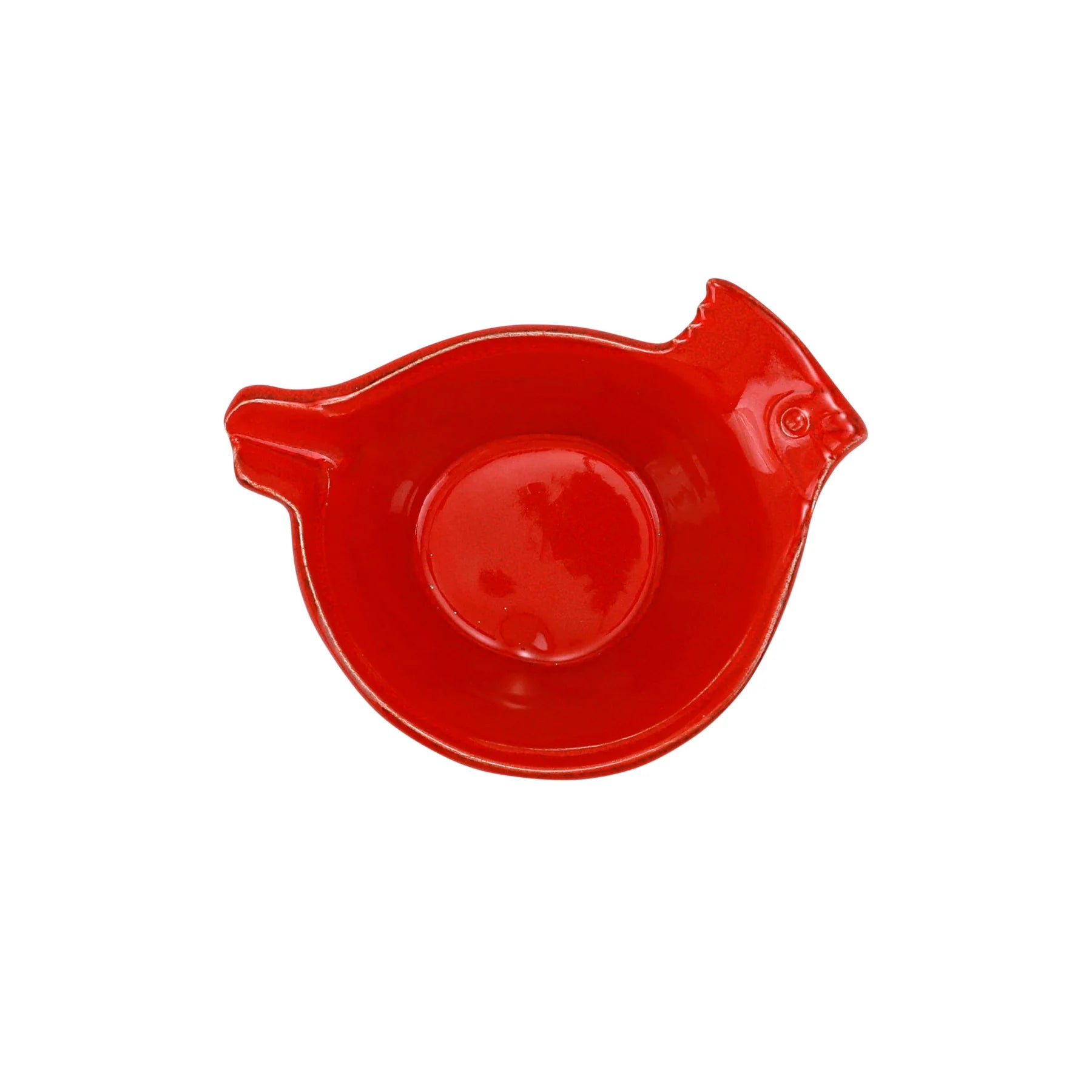 Vietri Lastra Holiday Figural Red Bird Dipping Bowl