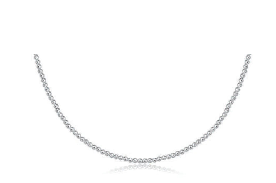 17" Choker Classic Sterling 2mm Bead Necklace