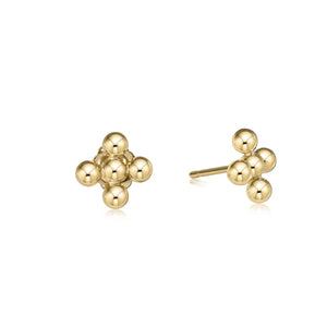 classic beaded signature cross stud - 3mm bead gold earrings