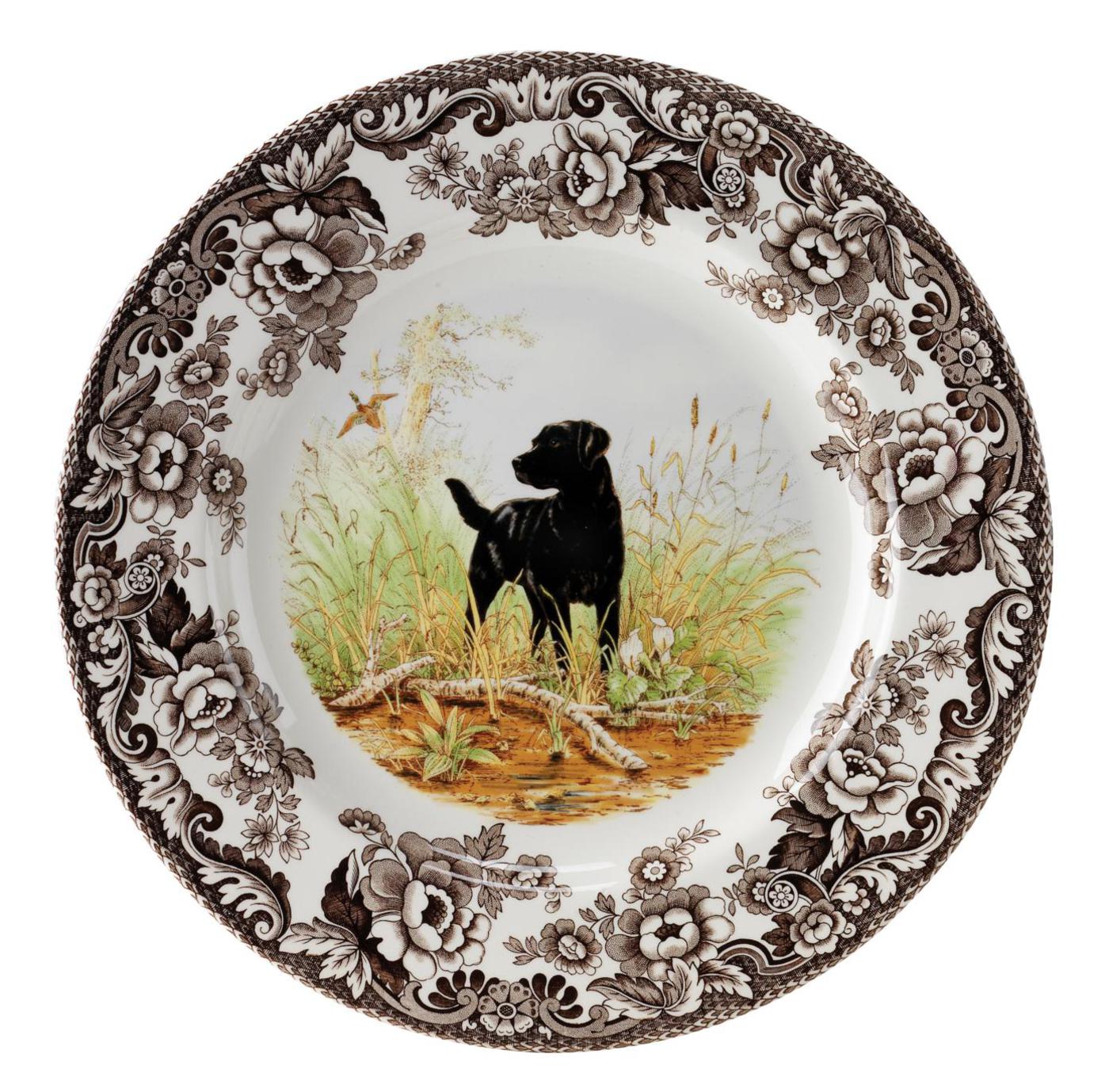 Spode Woodland Black Labrador Retriever Dinner Plate