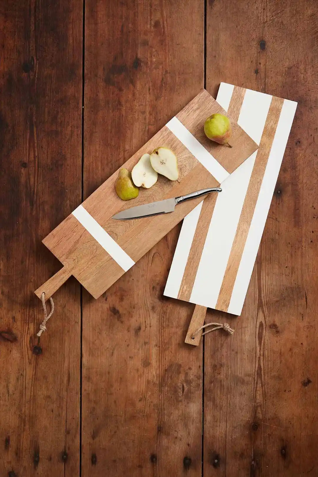 Long Wooden Serving Charcuterie Board in White
