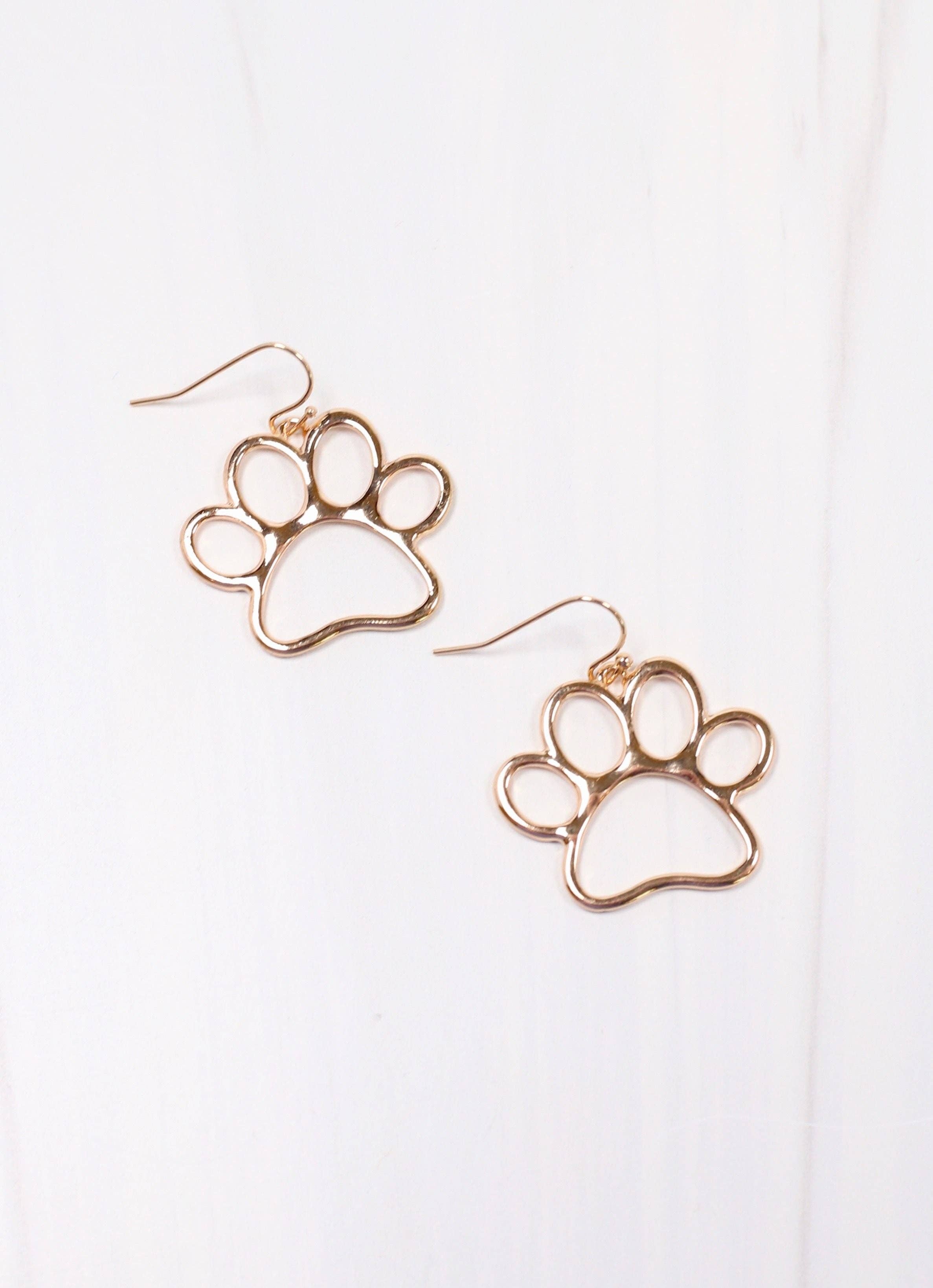 Bow Wow Cutout Paw Earring in Gold