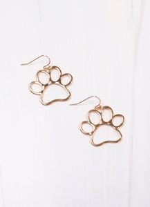 Bow Wow Cutout Paw Earring in Gold