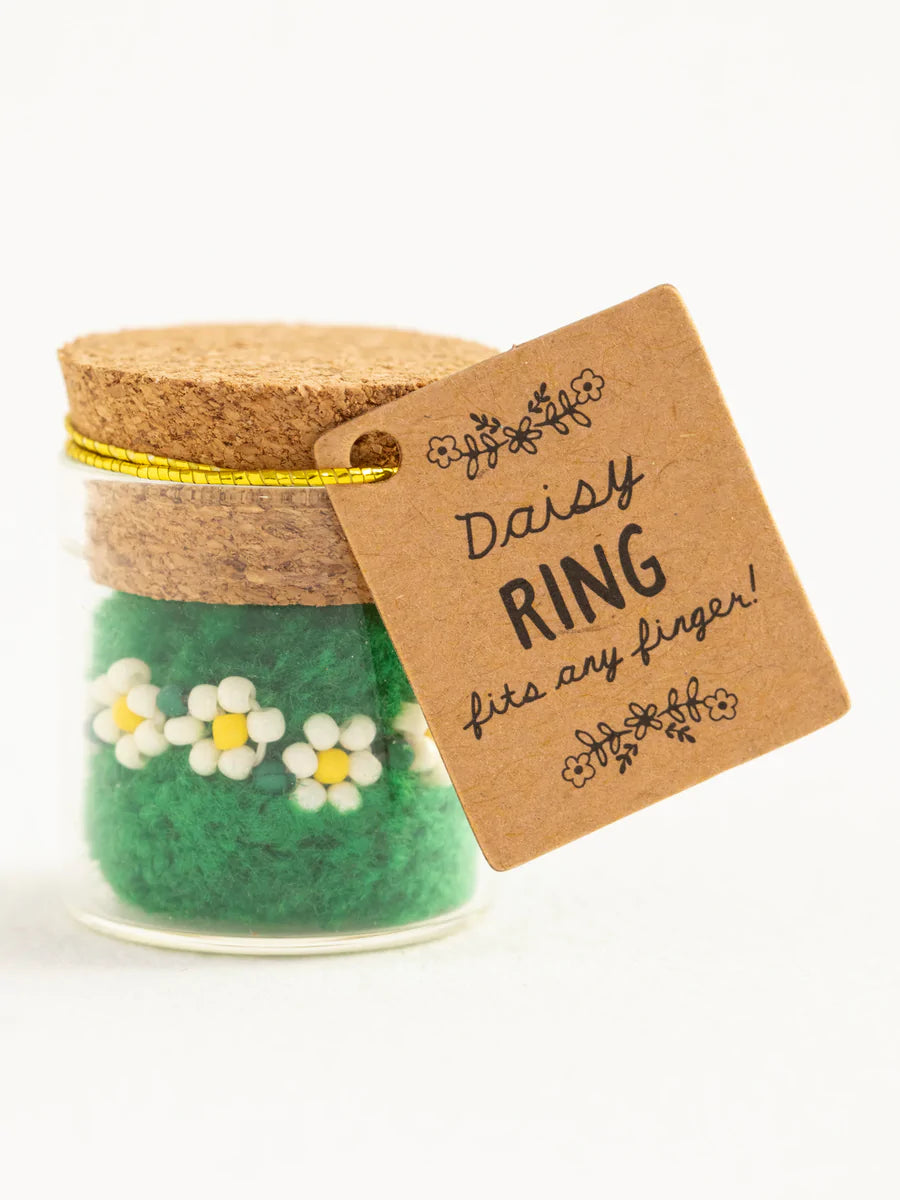 Beaded Cream Daisy Ring