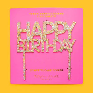 "Happy Birthday" Pearl Cake Topper