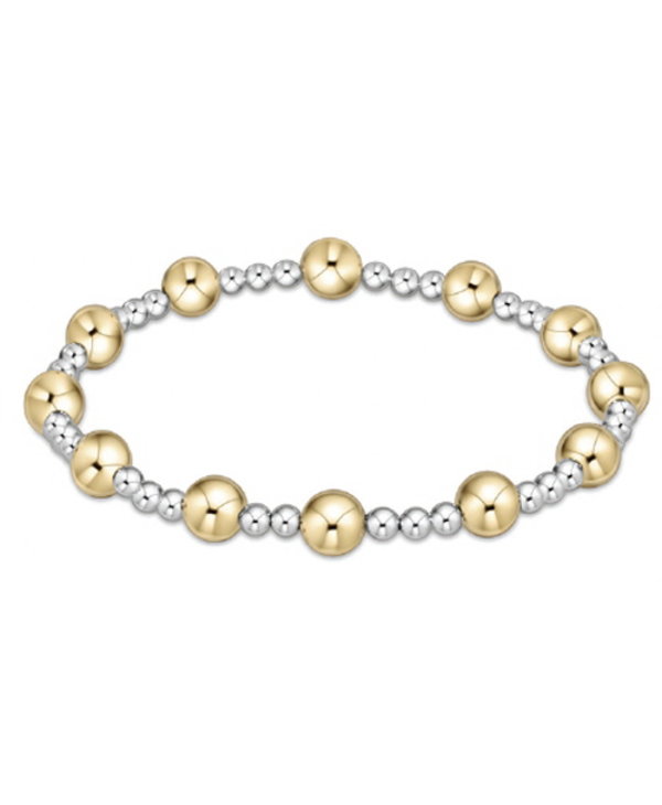 Classic Sincerity Pattern Bead Bracelet - Mixed Metal