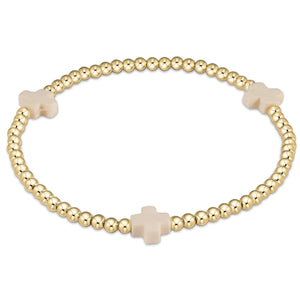 Extends Signature Cross Gold Pattern 3mm Bead Bracelet