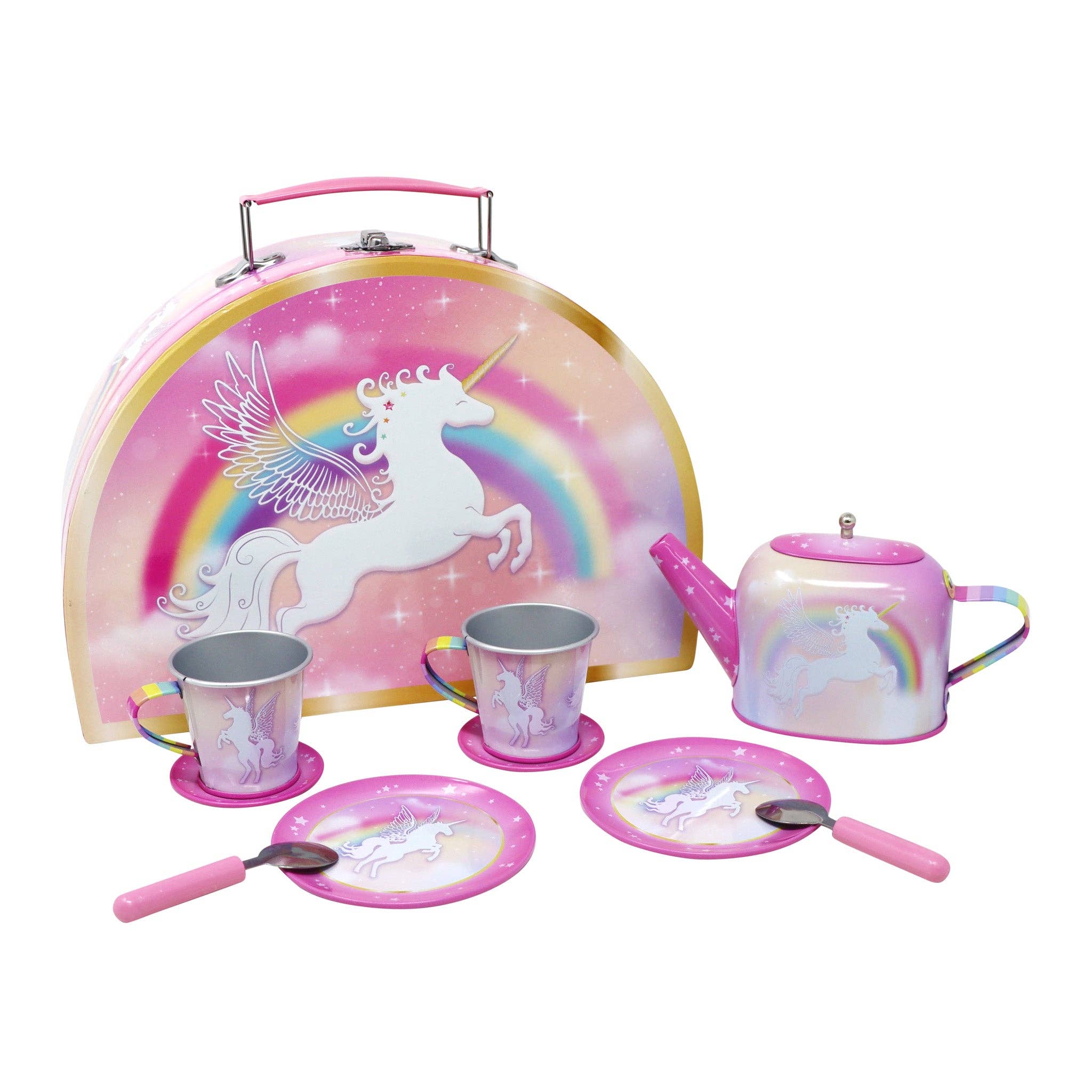 Unicorn Dreamer 9 Piece Tin Tea Set in Carry Case