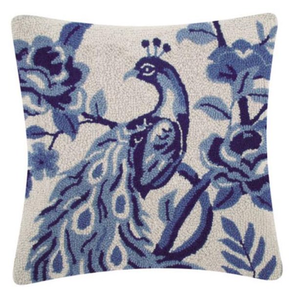 Chinoiserie Peacock Hook Pillow