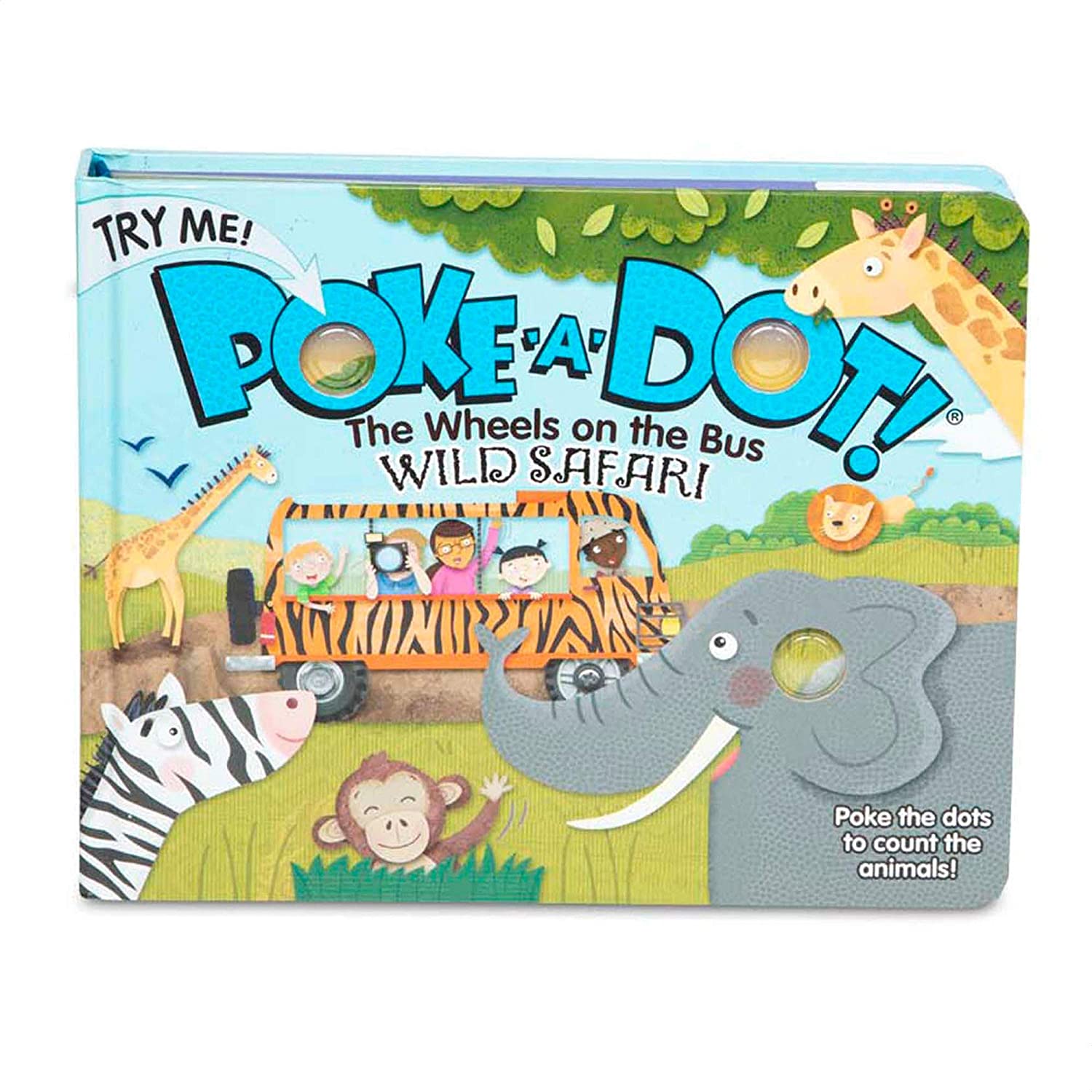 Poke-A-Dot | The Wheels on the Bus Wild Safari Board Book | Melissa & Doug