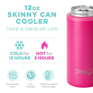 Matte Hot Pink Skinny Can Cooler (12oz)