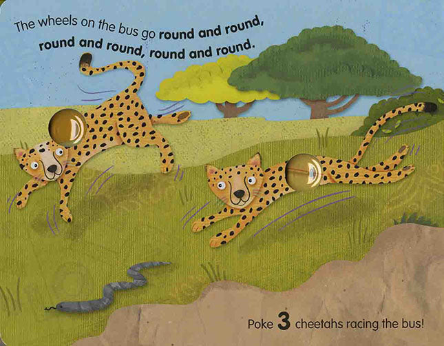 Poke-A-Dot | The Wheels on the Bus Wild Safari Board Book | Melissa & Doug