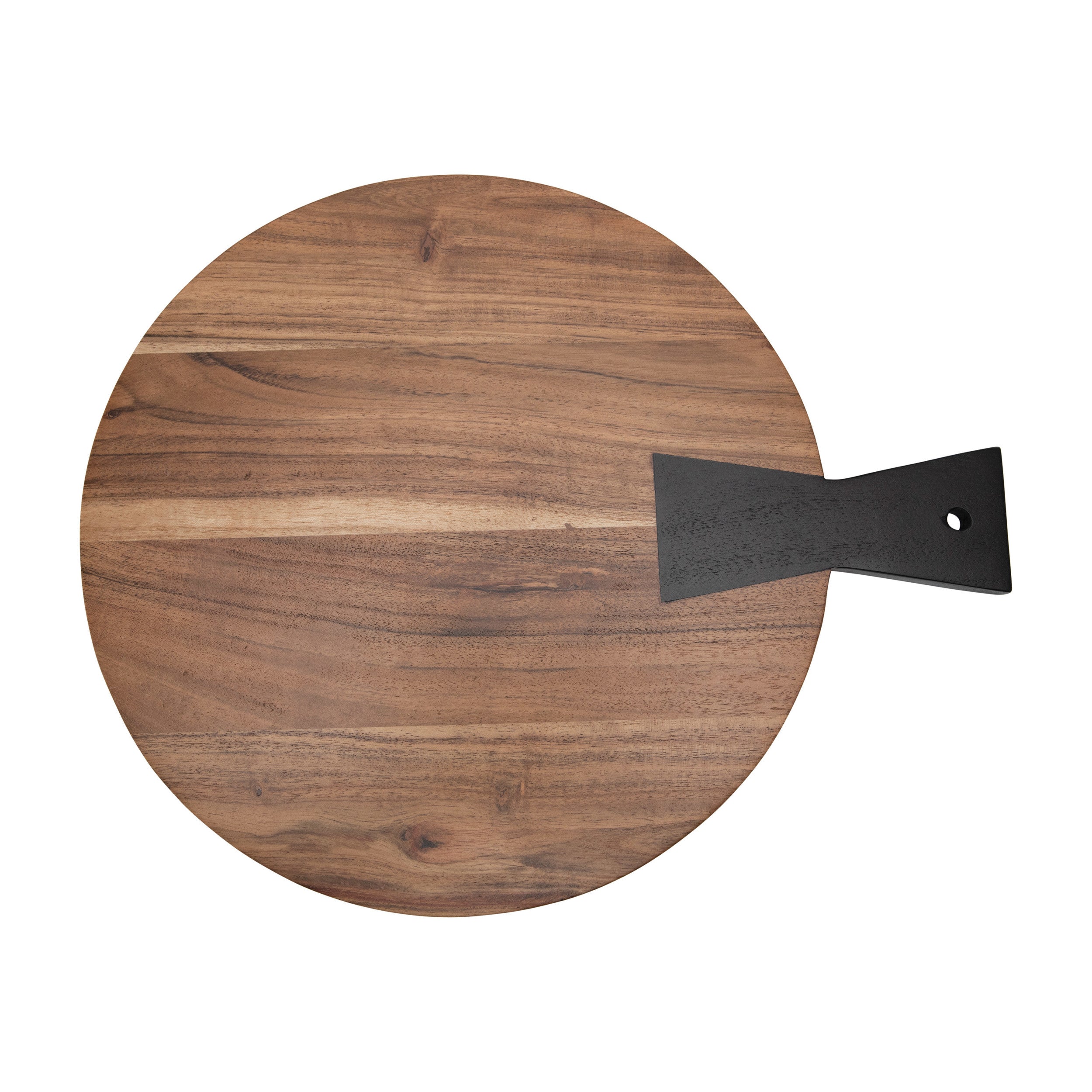 Two-Tone Acacia Wood Cheese/Cutting Board with Black Tail Joint Handle