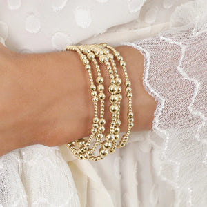 Classic Joy Pattern 4mm Bead Bracelet - Gold