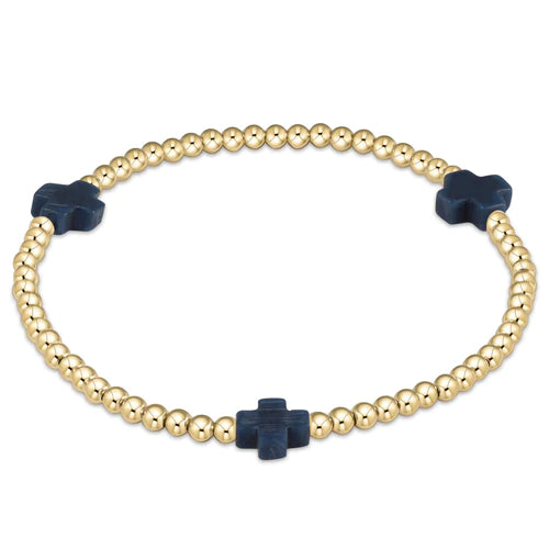 Extends Signature Cross Gold Pattern 3mm Bead Bracelet