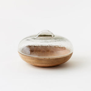 Wooden Bowl with Glass Dome