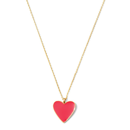 Simple Enamel Pink Heart Necklace