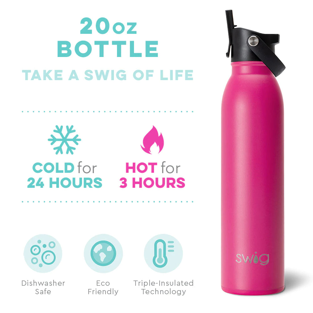 Hot Pink Flip + Sip Water Bottle (20oz)