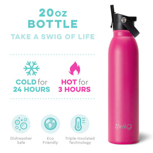 Hot Pink Flip + Sip Water Bottle (20oz)