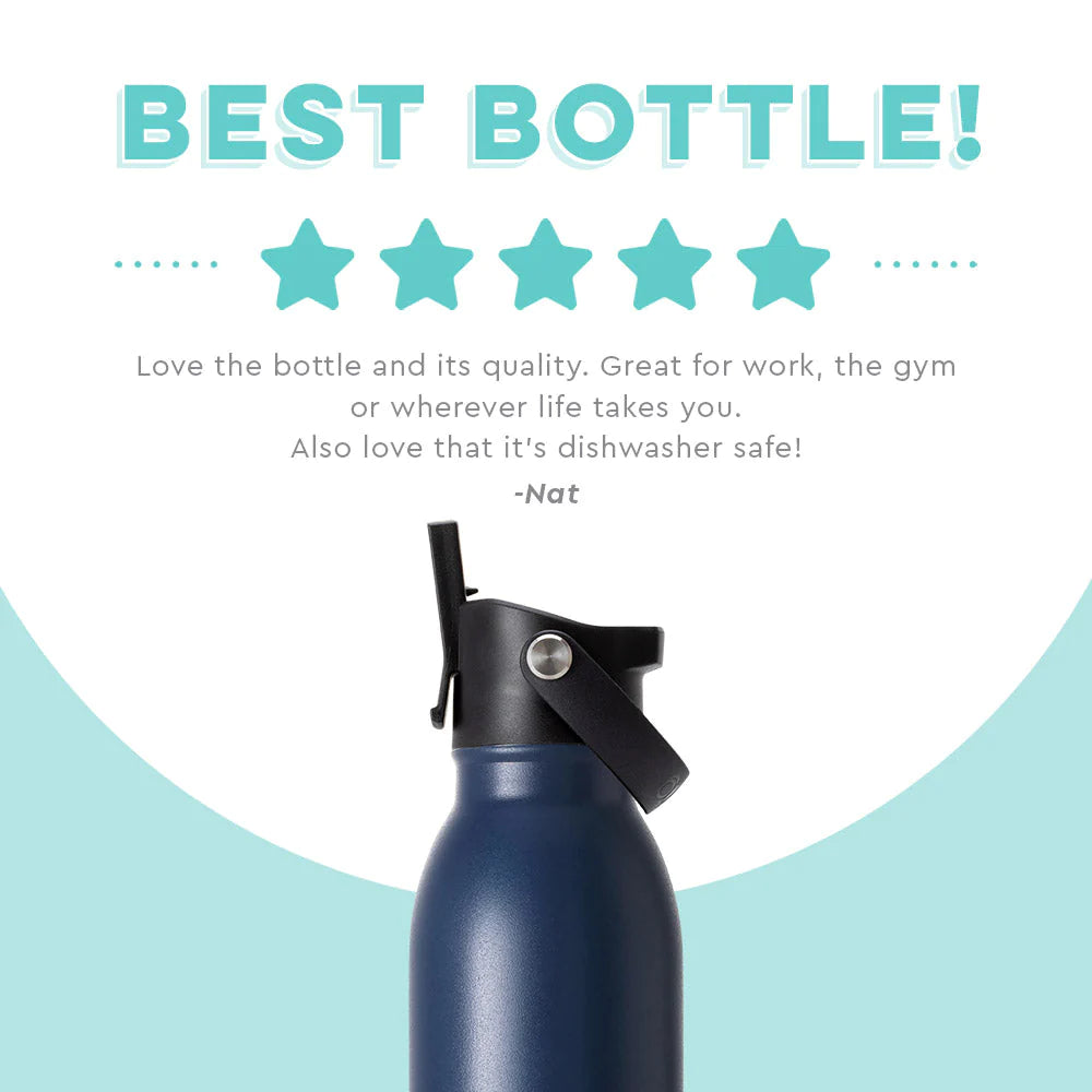 Navy Flip + Sip Water Bottle (20oz)