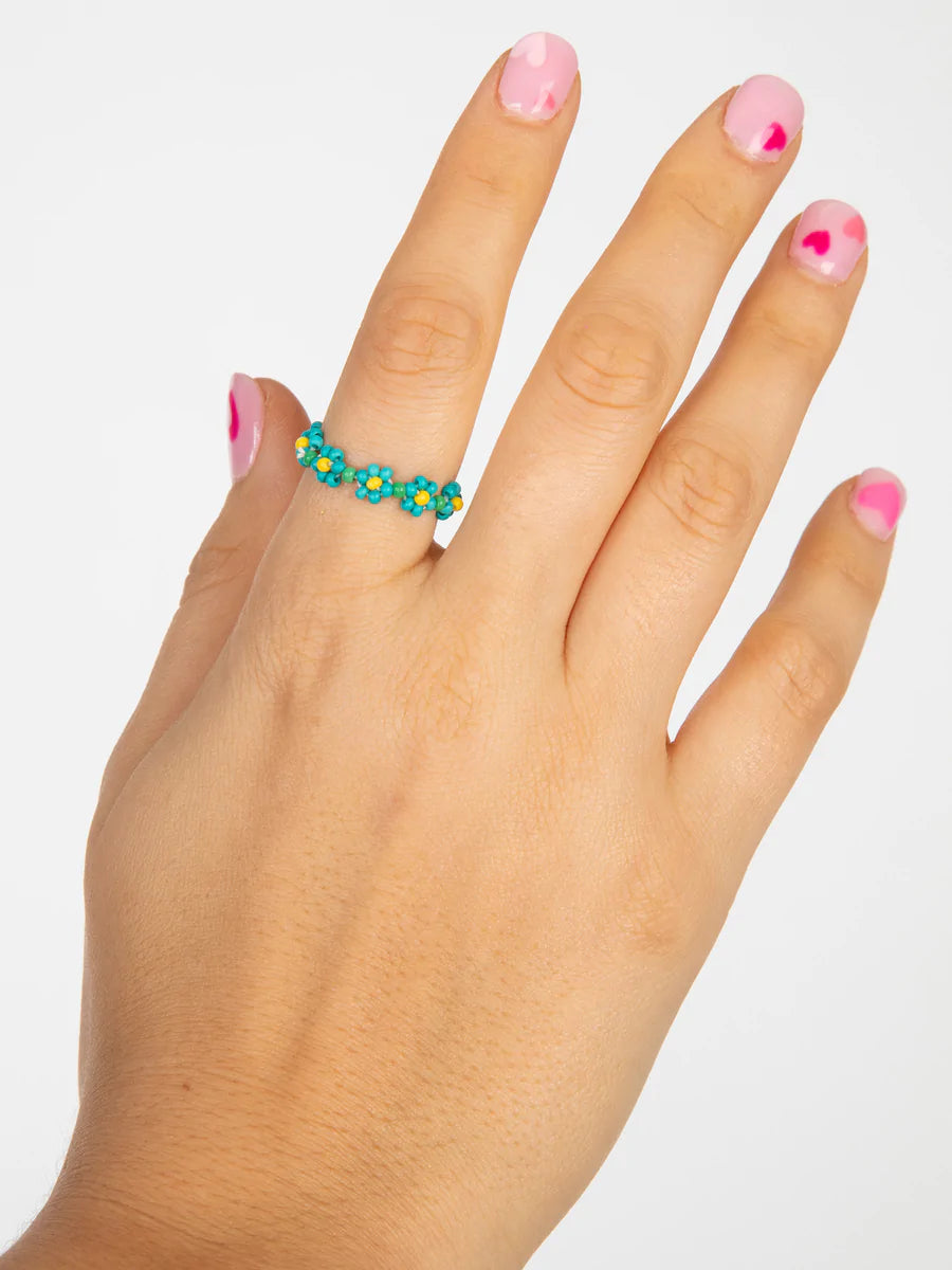 Beaded Turquoise Daisy Ring