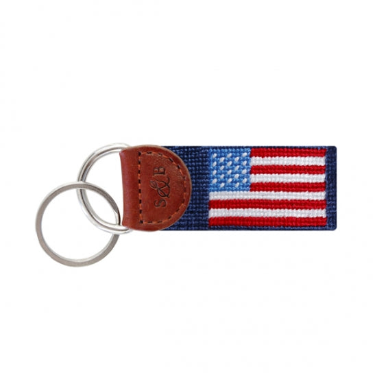 American Flag Needlepoint Key Fob (Navy)