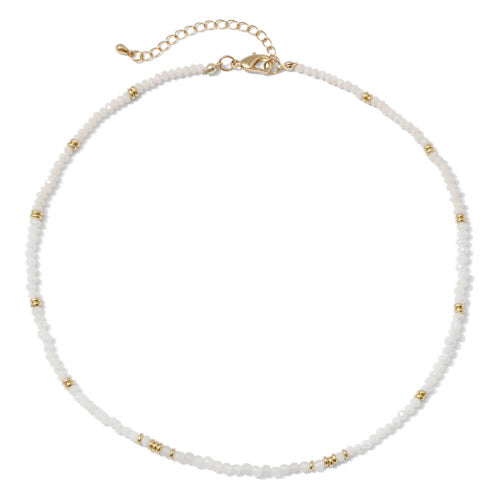 Glass White Crystals and Gold Beads Necklace