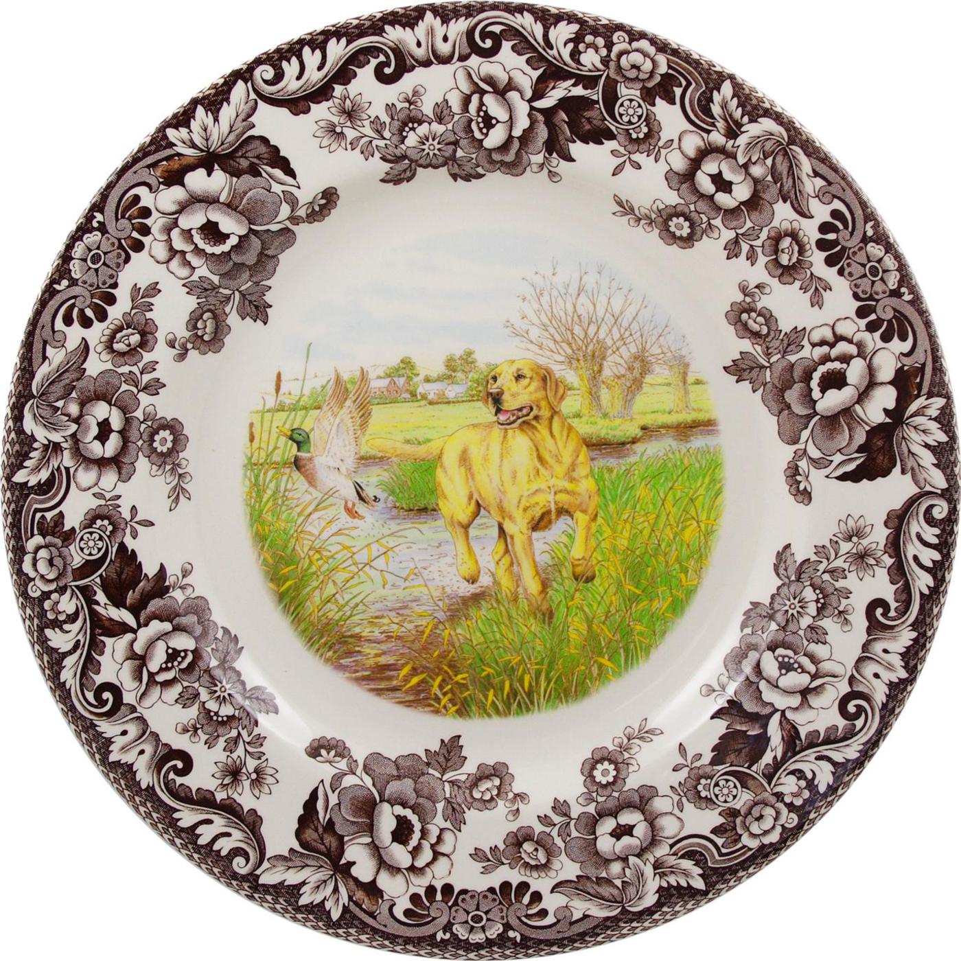 Woodland Yellow Labrador Retriever Dinner Plate