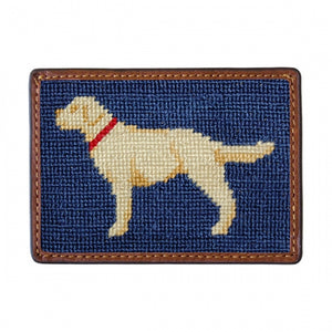 Yellow Lab Needlepoint Card Wallet (Navy)